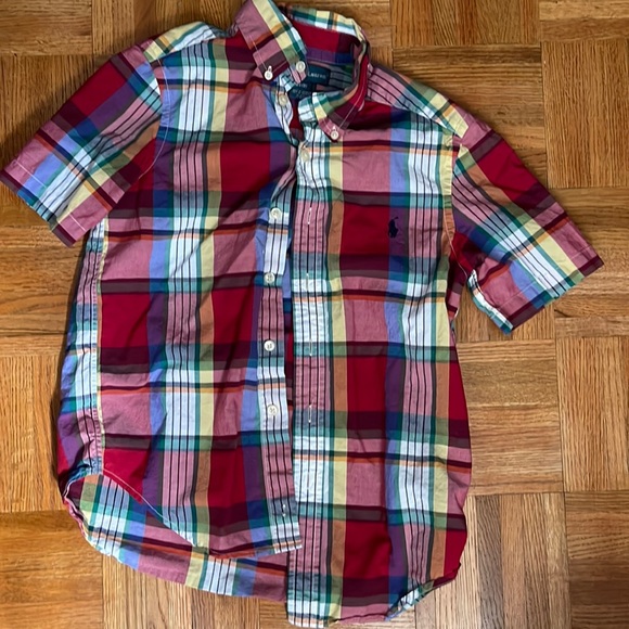 Ralph Lauren size 8 short sleeve plaid button down - Picture 2 of 4